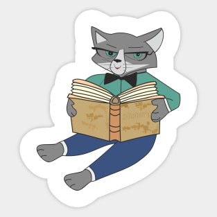 Cat reading a history book Sticker